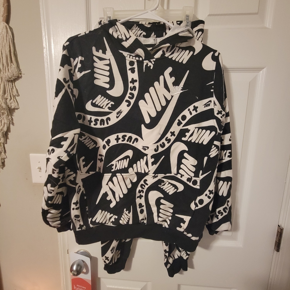 Nike Black and White Hoodie